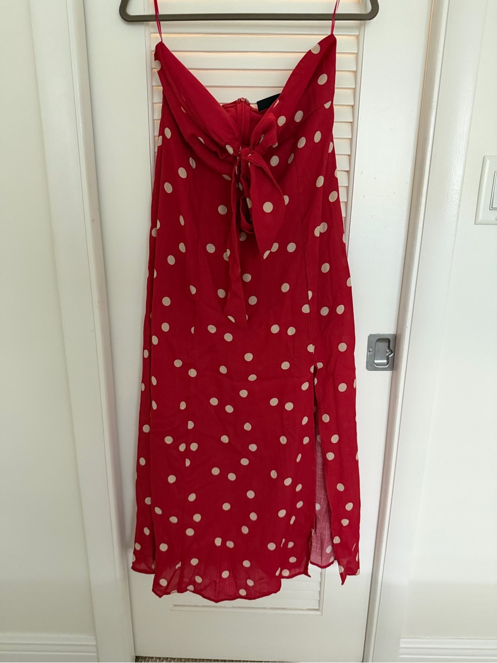 Vici Red Polka Dot Strapless Midi Dress - Picture 6 of 8